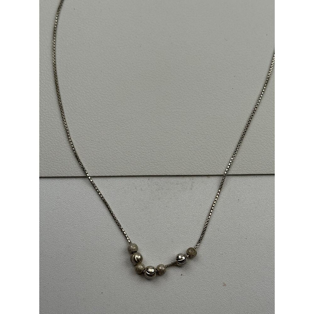 Ball Bead Centers Sterling Silver Box Chain Necklace 15-7/8 & Bracelet 7" Italy - Picture 14 of 16